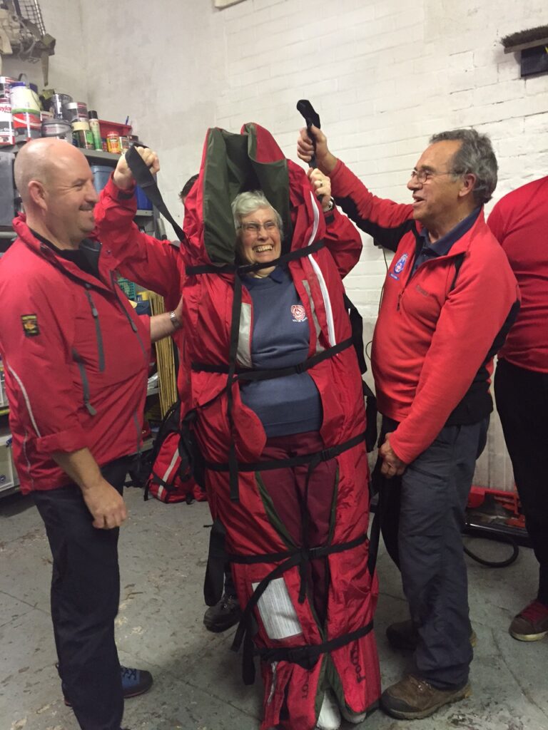 Group member Elizabeth Stones – all stretchered up.